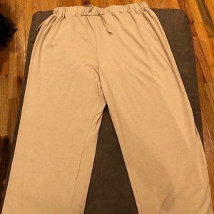 Wide leg cotton blend pants